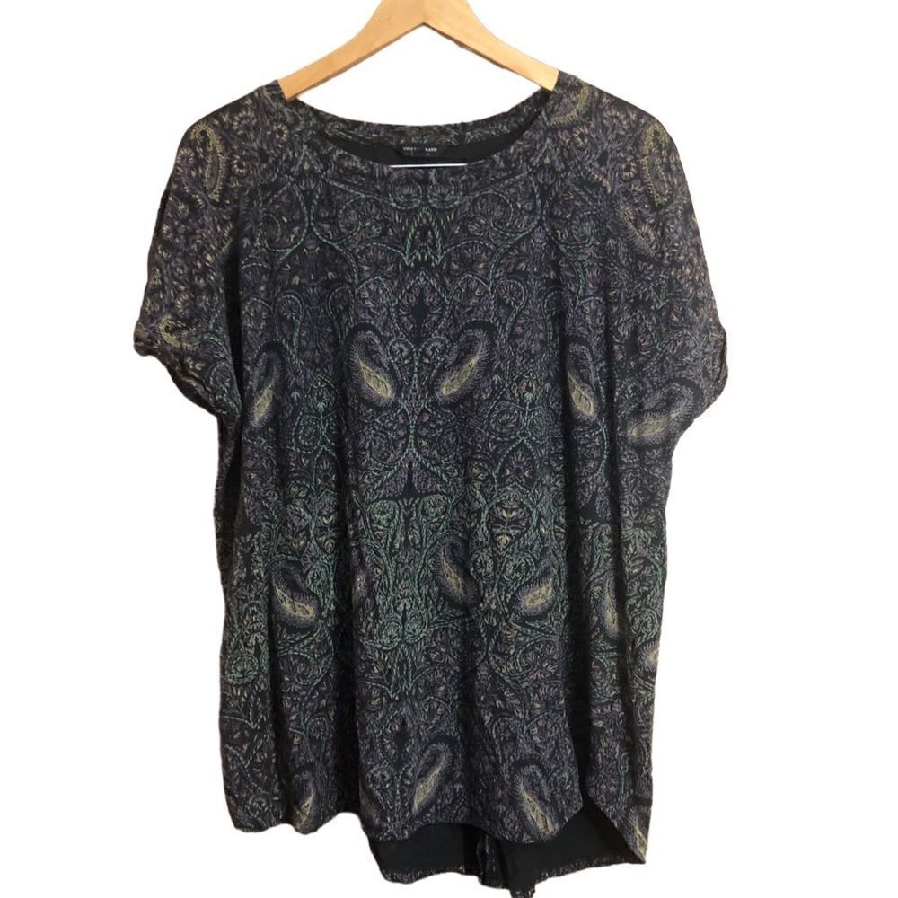 Lucky Brand Artisy Boho Blouse With Rolled Cap Sleeves And Round Neck. Size 2X - Picture 1 of 6